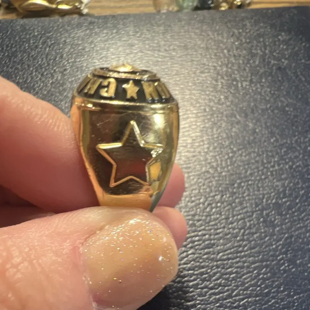 Men’s Gold Tone Champion Football Signet Ring